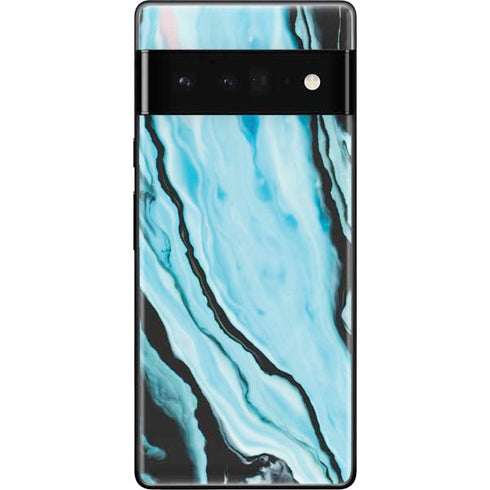 Aqua Blue Marble Ink Google Pixel 6 Pro Skin